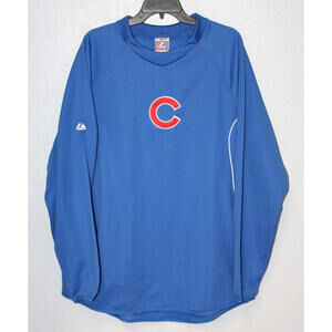 NEW Majestic Chicago Cubs Sweatshirt Jacket Men LARGE Blue Therma Base MLB NWOT